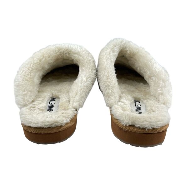 Minnetonka Women’s Mule Slippers 10M Tan Suede Faux Fur Lined Slip-On Comfort - Picture 5 of 11